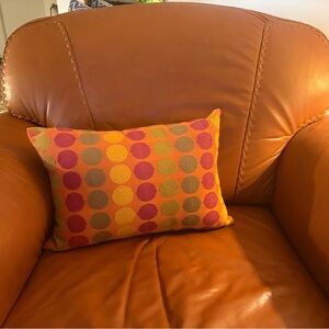 Crate & Barrel Polka Dot Accent Pillow - Orange, Pink & Yellow